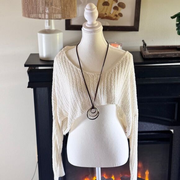 Knit Cropped Off Shoulder Sweater - Picture 5 of 5